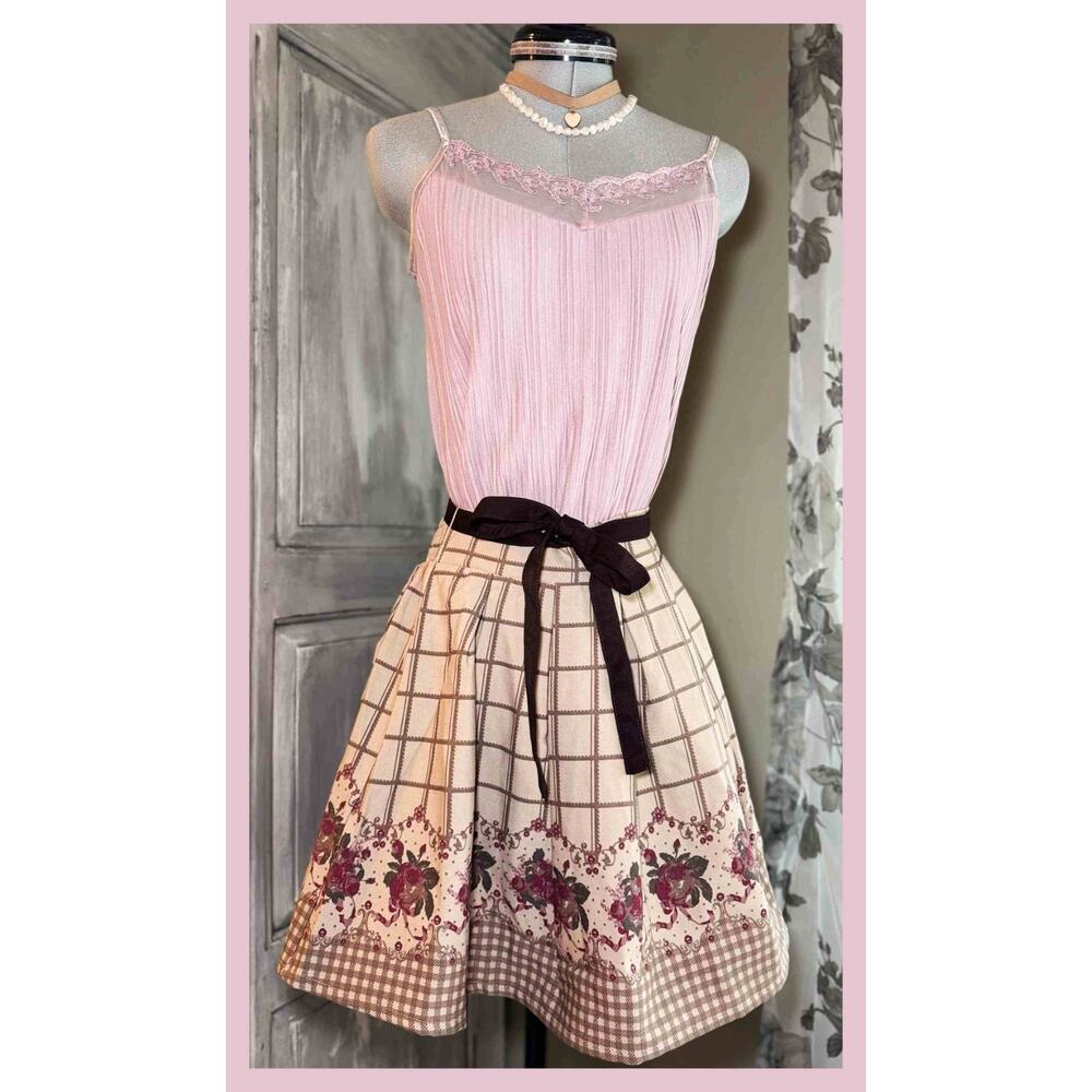 Ank Rouge Rose Pattern Skirt Castanets Club Camisole Shoujo Girl Himekaji Gyaru - Picture 4 of 16